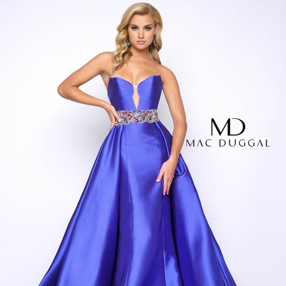 mac duggal royal blue dress